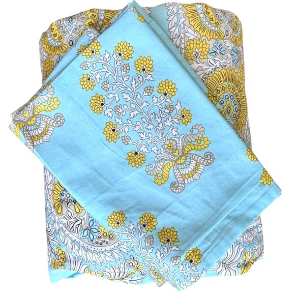 Echo Design Paros 300 Thread Count Cotton 3-piece Duvet Cover Set Teal Yellow - Picture 2 of 9